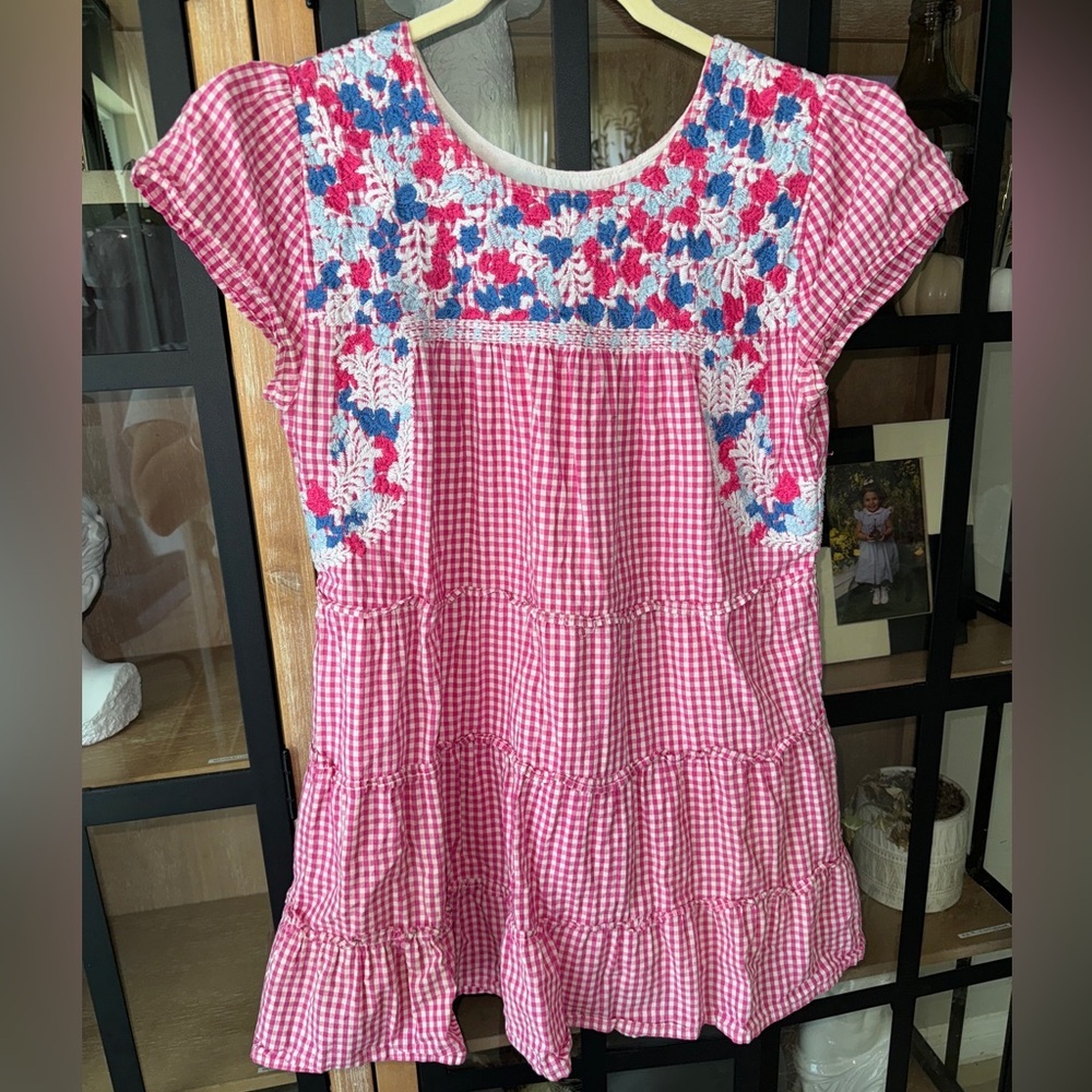 Tuckernuck Pink and Blue Embroidered Mini Dress